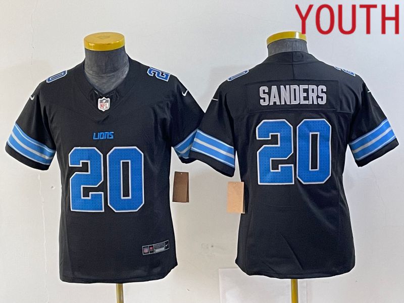 Youth Detroit Lions #20 Sanders Black Three generations 2024 Nike Vapor F.U.S.E. Limited NFL Jersey